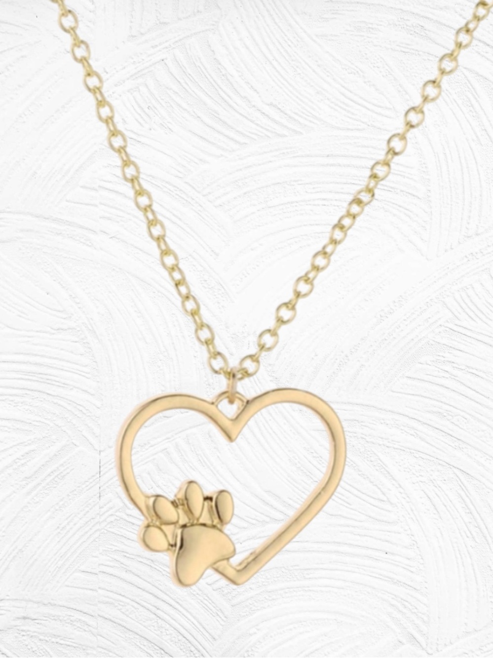 BOUTIQUE Gold Puppy Lovers Dog Paw Heart Charm Necklace